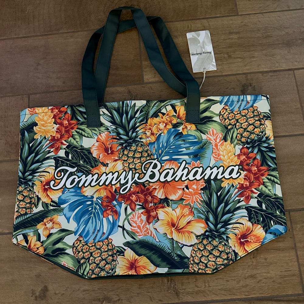 NWT Tommy Bahama Tropical Floral Tote - Blue and Orange